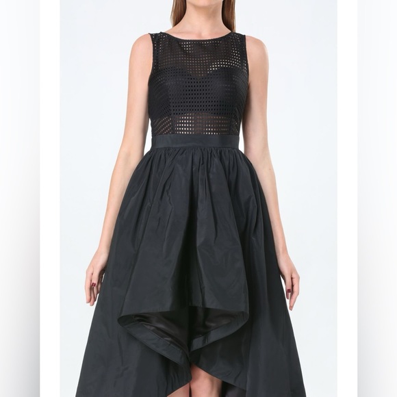 Bebe Nelly Geo Mesh Hi-lo Dress in Black - Picture 3 of 5